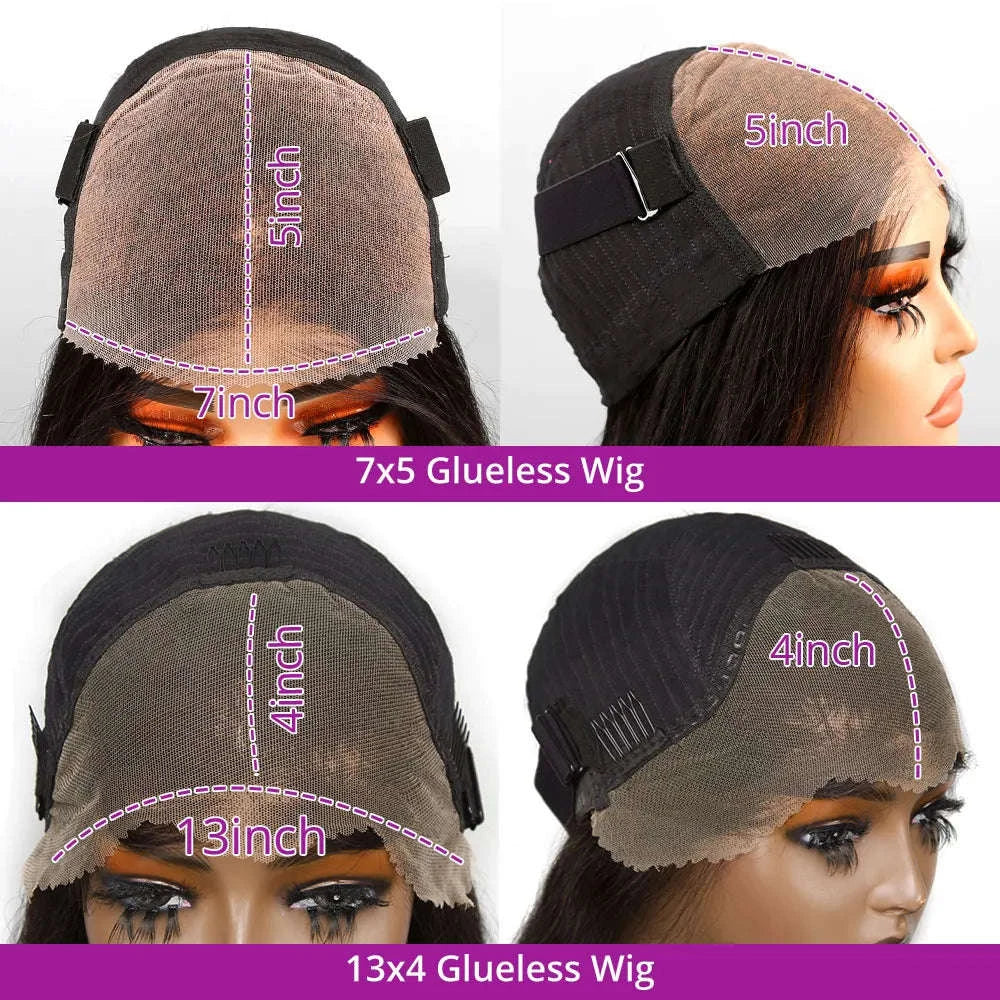 No-Glue Deep Wave Lace Frontal Wig for Women-7x5 Glueless Wig / United States / 8inches|250%