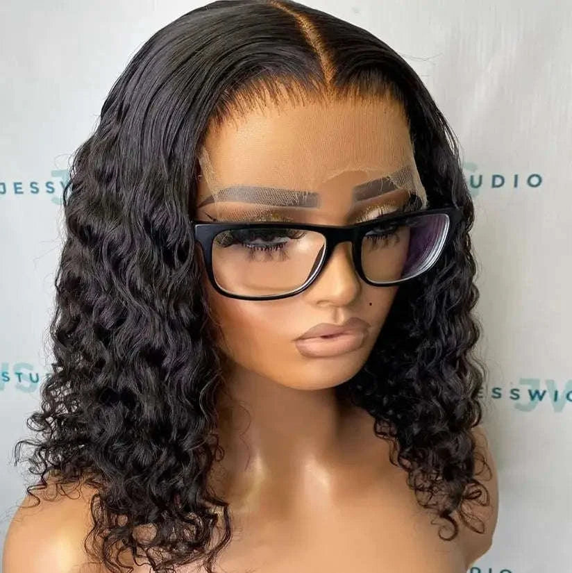 No-Glue Deep Wave Lace Frontal Wig for Women-7x5 Glueless Wig / United States / 8inches|250%