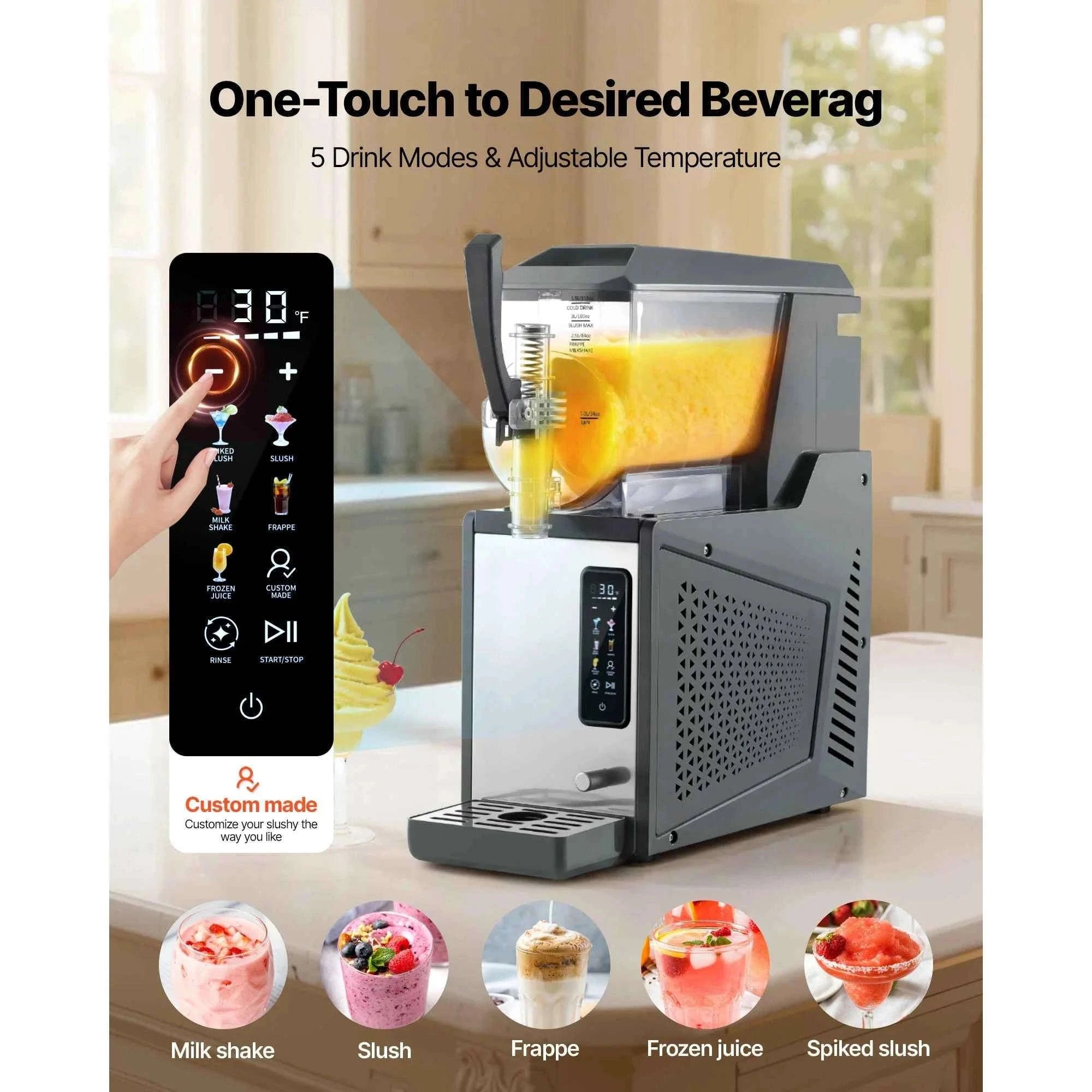No Ice Slushy Machine with Single Tank for Frozen Drinks-2x3L / United States