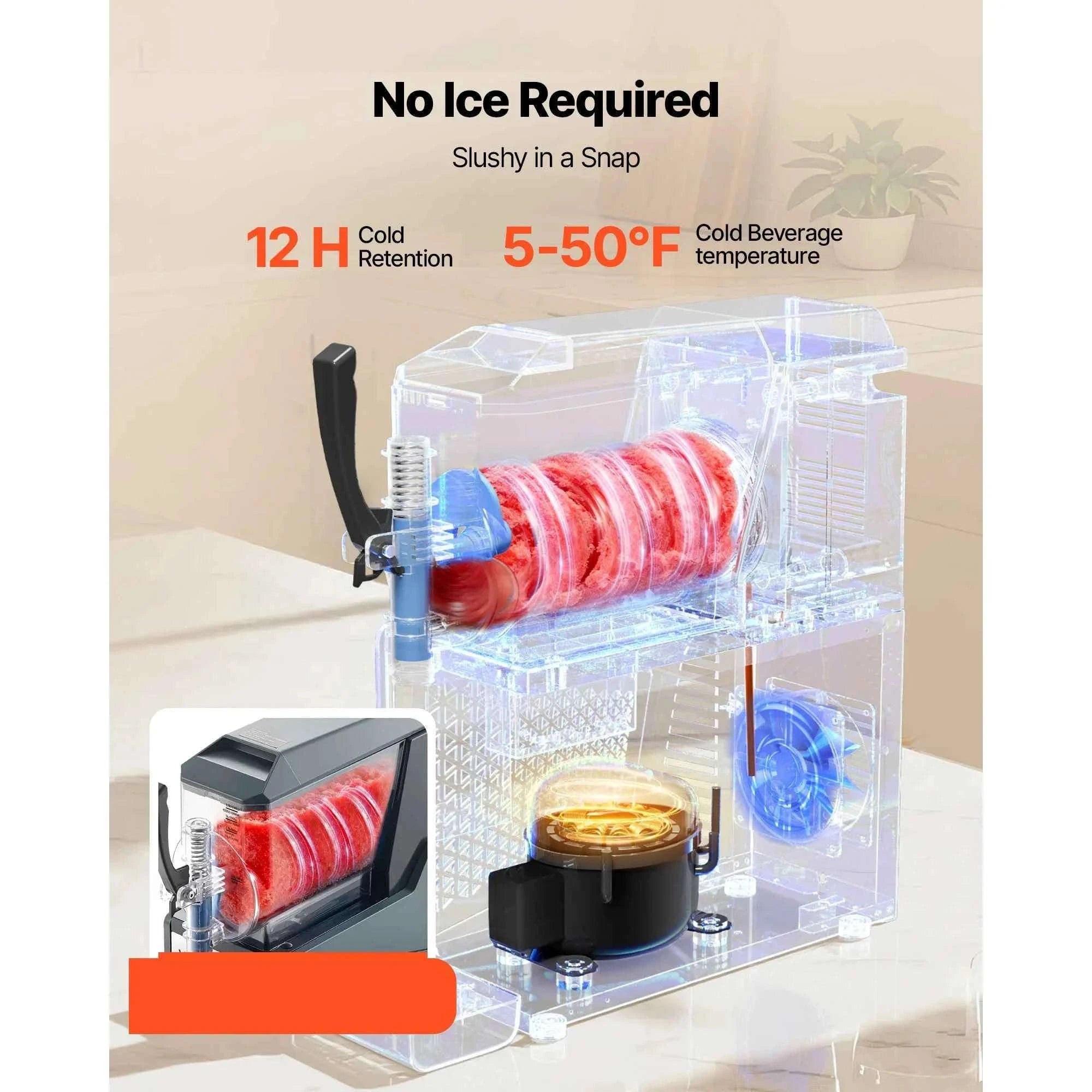 No Ice Slushy Machine with Single Tank for Frozen Drinks-2x3L / United States