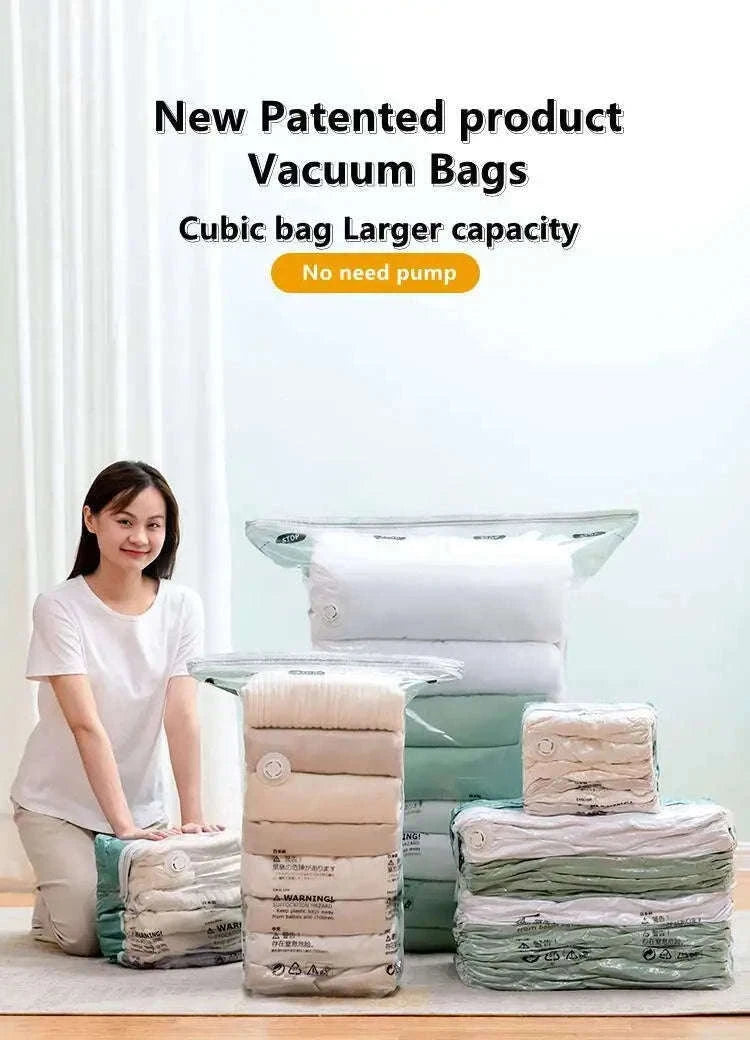 No-Pump Vacuum Storage Bags for Fast Space-Saving Storage-flat Vacuum Bag S