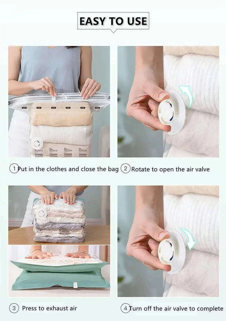 No-Pump Vacuum Storage Bags for Fast Space-Saving Storage-flat Vacuum Bag S