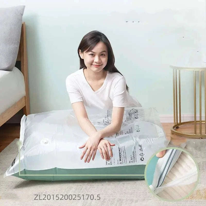 No-Pump Vacuum Storage Bags for Fast Space-Saving Storage-flat Vacuum Bag S