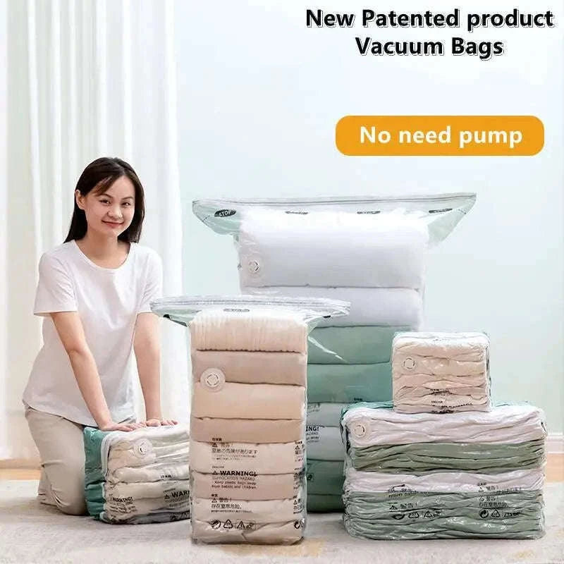 No-Pump Vacuum Storage Bags for Fast Space-Saving Storage-flat Vacuum Bag S