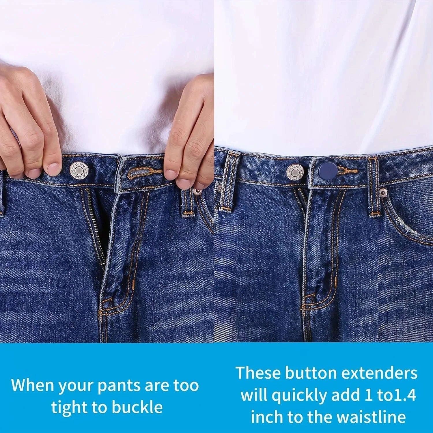 No-Sew Jean Waist Extenders – Comfortable Button Expanders-4pcs Black