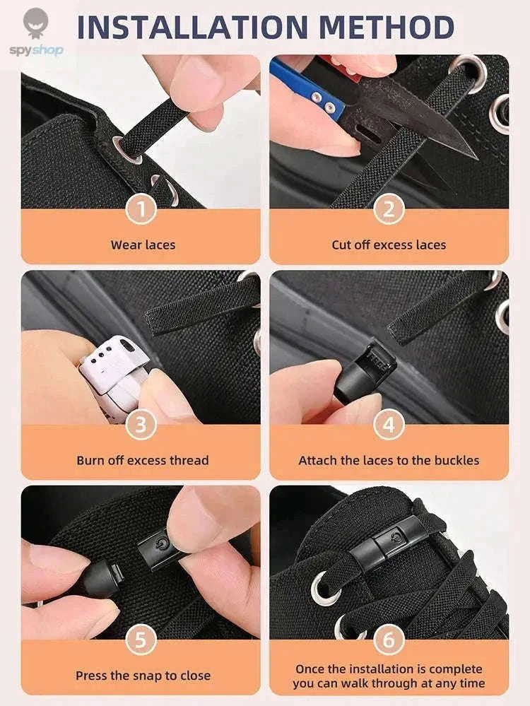 No-Tie Press Lock Elastic Shoelaces, 8mm Flat Laces-8Black-8White / 100cm