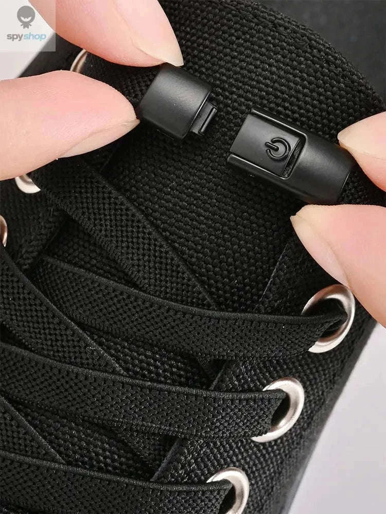 No-Tie Press Lock Elastic Shoelaces, 8mm Flat Laces-8Black-8White / 100cm