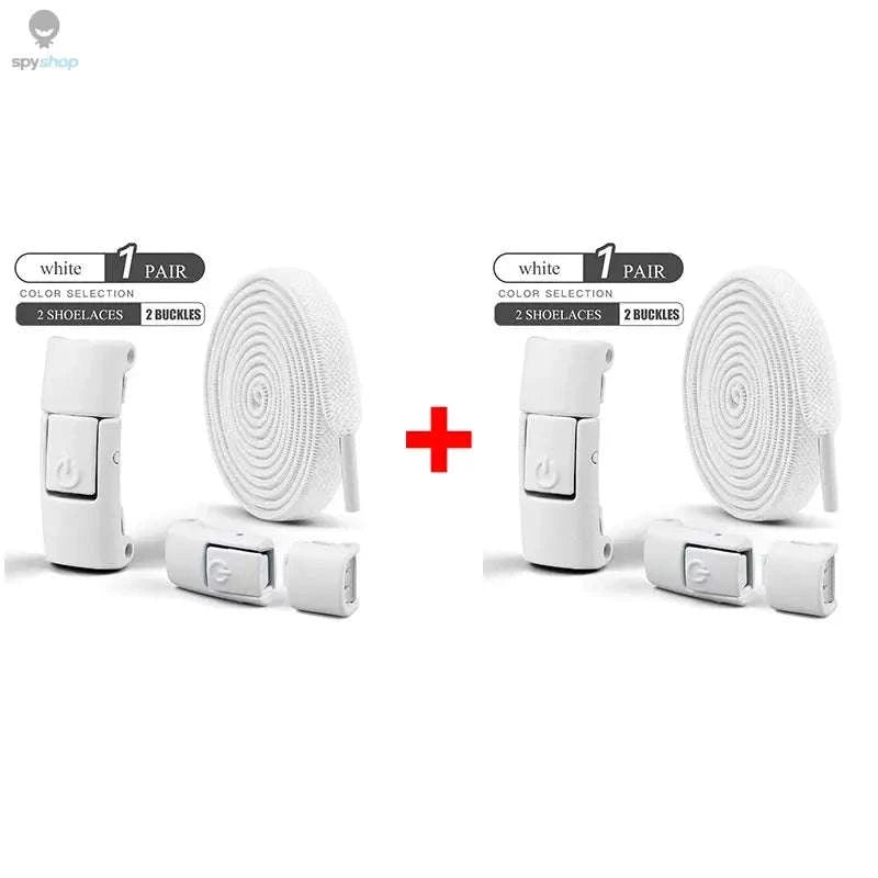 No-Tie Press Lock Elastic Shoelaces – 8mm Flat Laces for Easy Slip-On Sneakers-8Black-8White / 100cm