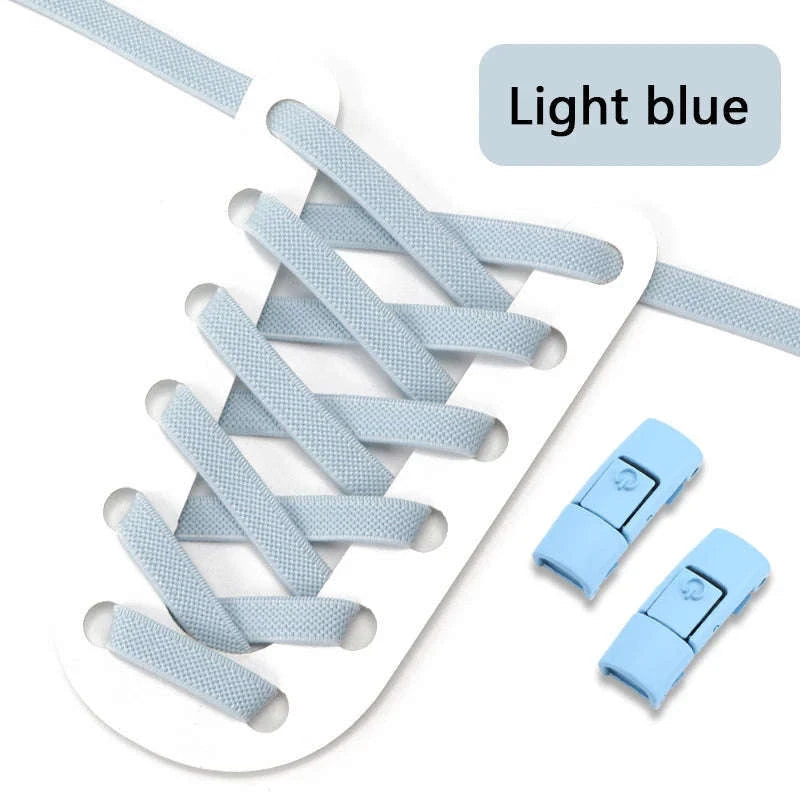 No Tie Shoelaces Press Lock Elastic Flat Laces-Khaki