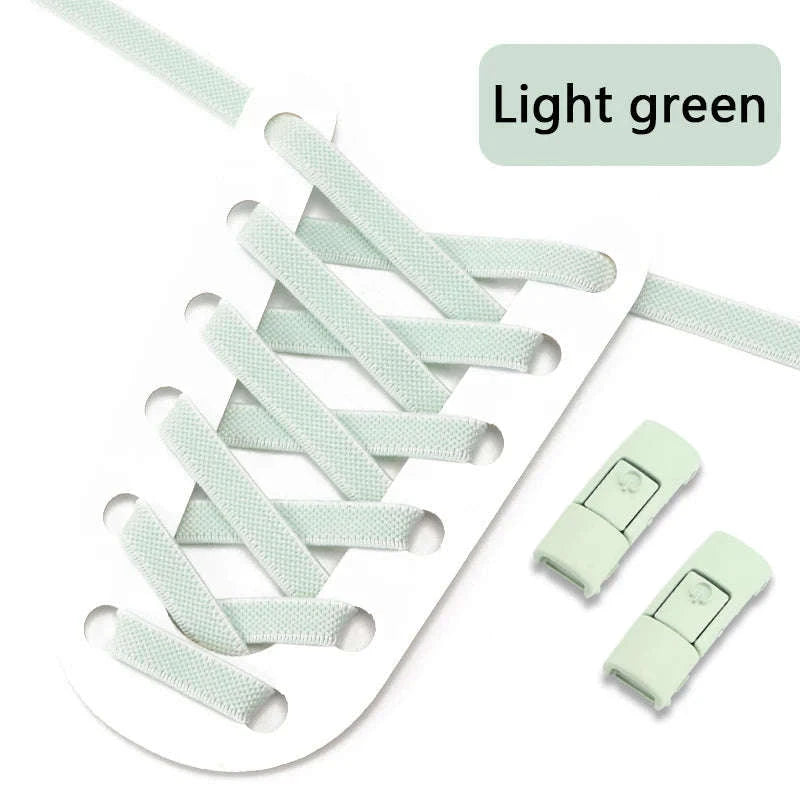 No Tie Shoelaces Press Lock Elastic Flat Laces-Khaki