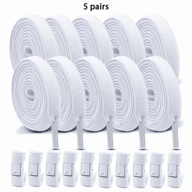 No Tie Shoelaces Press Lock Elastic Flat Laces-Khaki