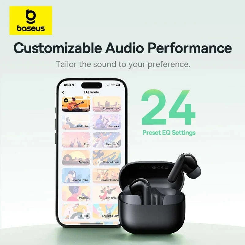 Noise Cancelling True Wireless Earbuds Bluetooth 6.0 with 41Hr Playtime-Black
