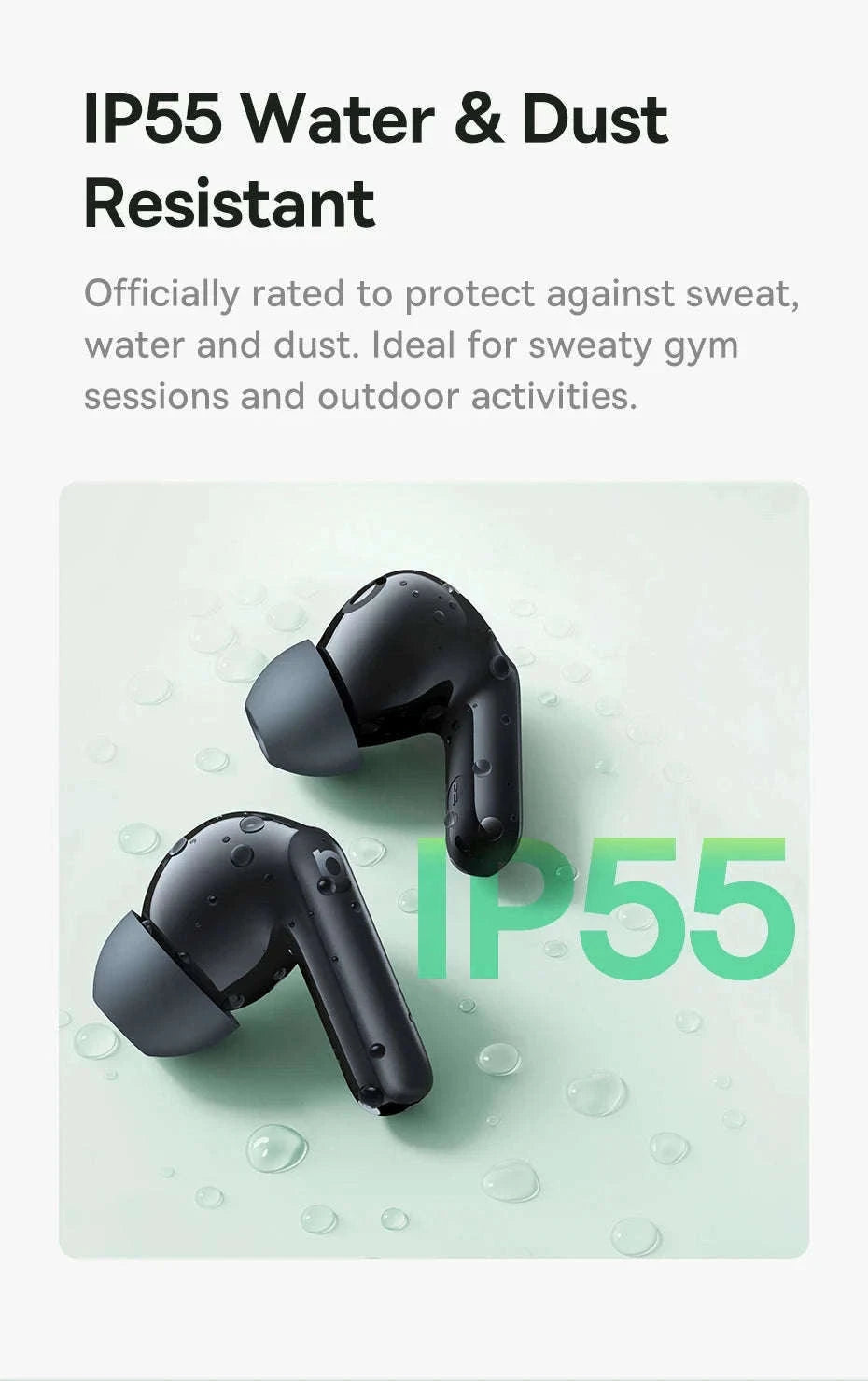 Noise Cancelling True Wireless Earbuds Bluetooth 6.0 with 41Hr Playtime-Black