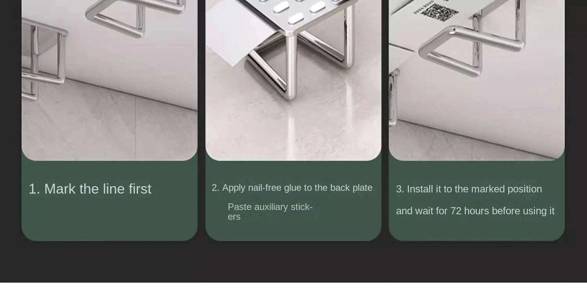 Non-Perforated Stainless Steel Kitchen Rack for Easy Organization-Silvery 2pcs