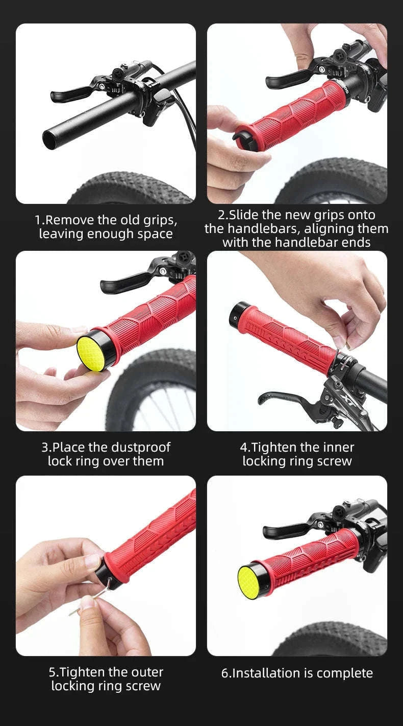 Non-Slip Bike Handlebar Grips with Locking Rings and Reflective Strips-2023-14A2
