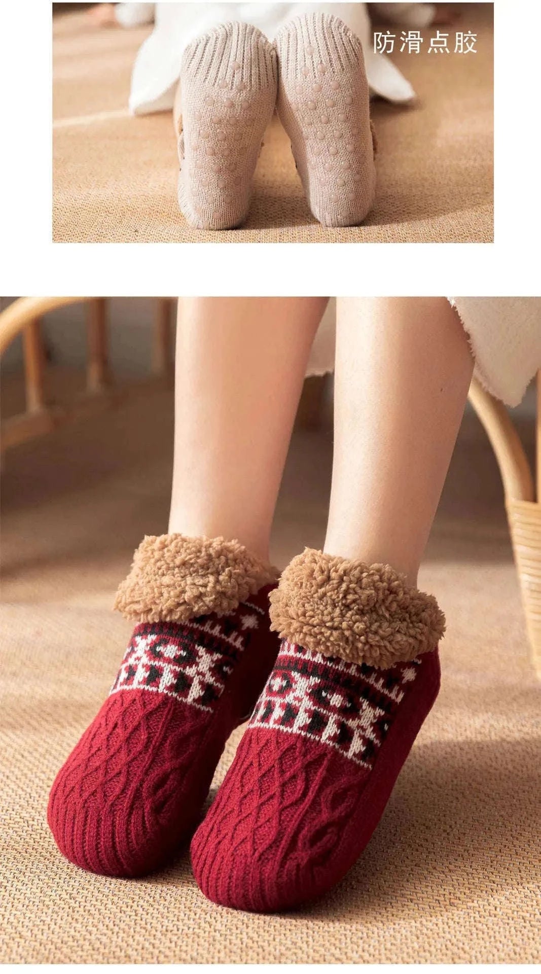 Non-Slip Floor Socks for Warm, Cozy Comfort at Home-Grey / 43-45(28cm)
