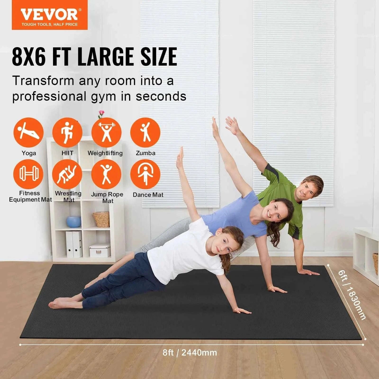 Non-Slip High Density Yoga Mat with Carry Bag & Strap-12X6FT / United States