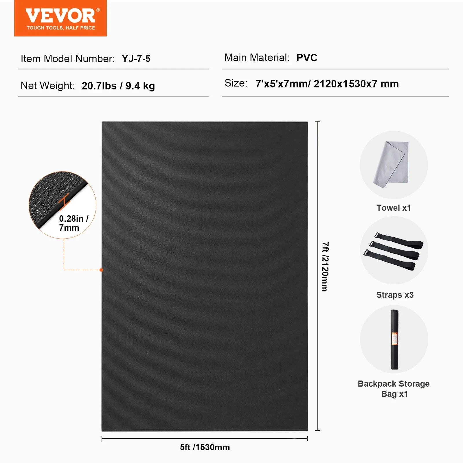 Non-Slip High Density Yoga Mat with Carry Bag & Strap-12X6FT / United States