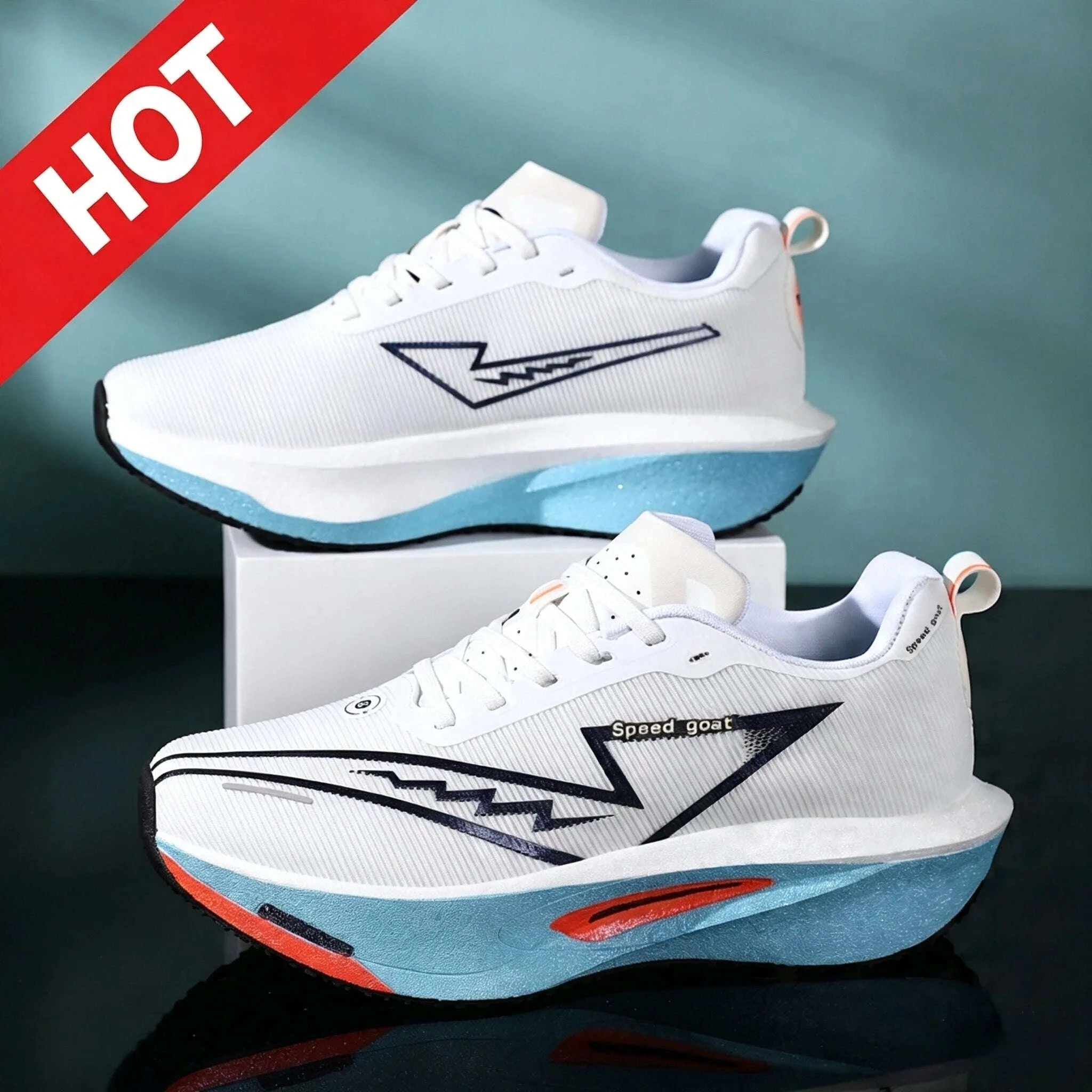 Non-Slip Shock-Absorbing Carbon Plate Sports Casual Shoes-BLUE WHITE / 39