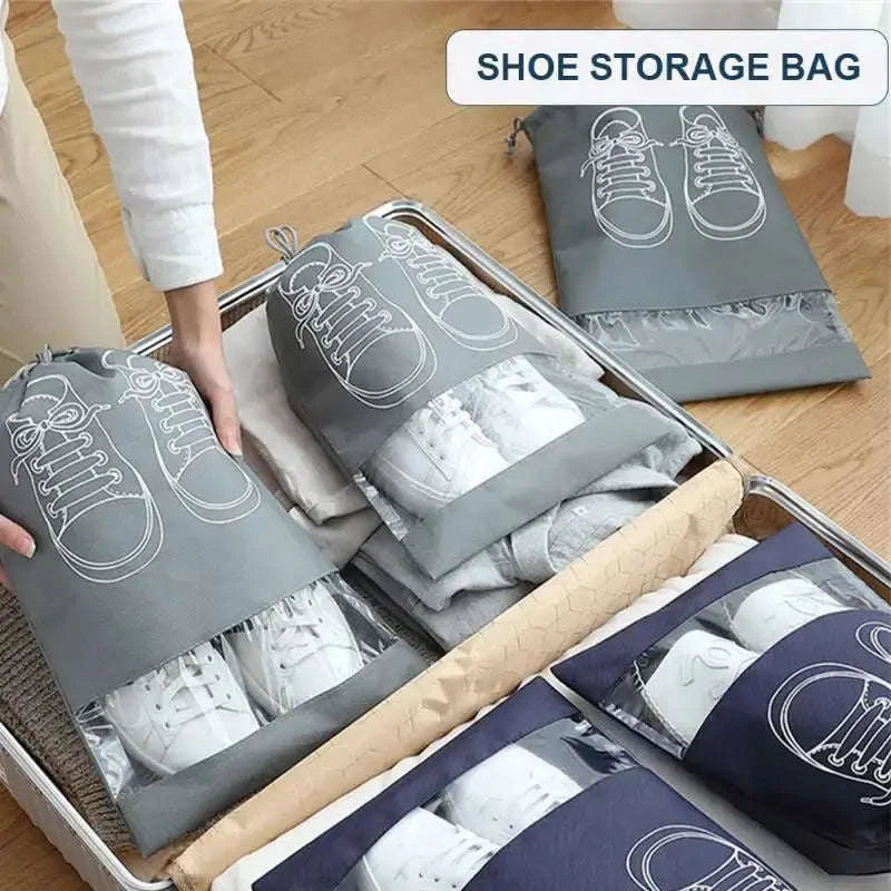 Non-Woven Shoe Storage Bag Organizer – Travel-Friendly, Dustproof Shoe Protection-5pcs
