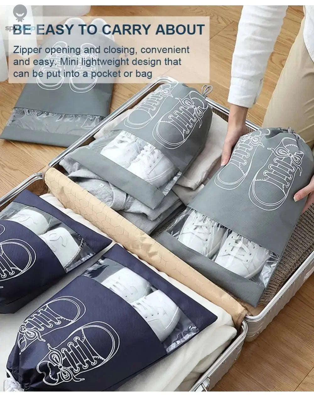 Non-Woven Shoe Storage Bag Organizer – Travel-Friendly, Dustproof Shoe Protection-5pcs