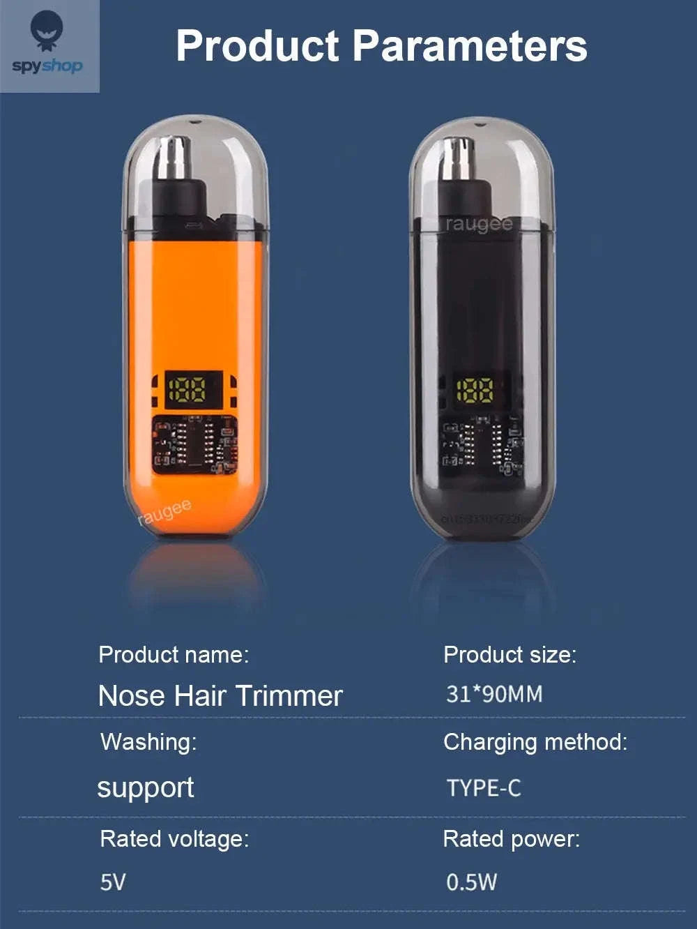 Nose Hair Trimmer Portable Rechargeable Groomer-Orange / CHINA