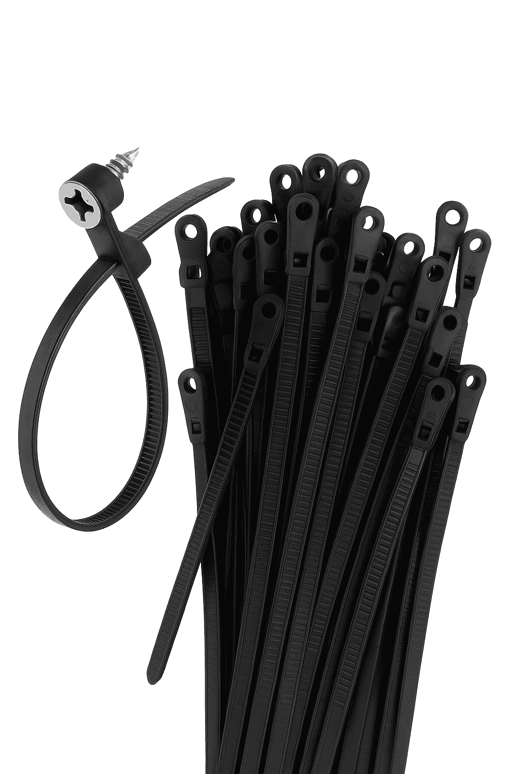Nylon Cable Ties with Screw Mount for Secure Cable Control-B-White (No Hole) / 100 PCS