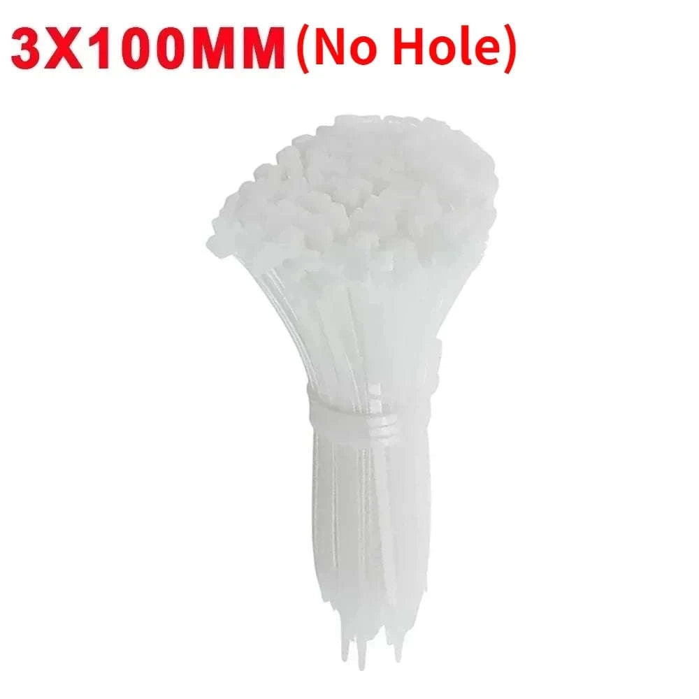 Nylon Cable Ties with Screw Mount – Heavy‑Duty Organizers-B-White (No Hole) / 100 PCS