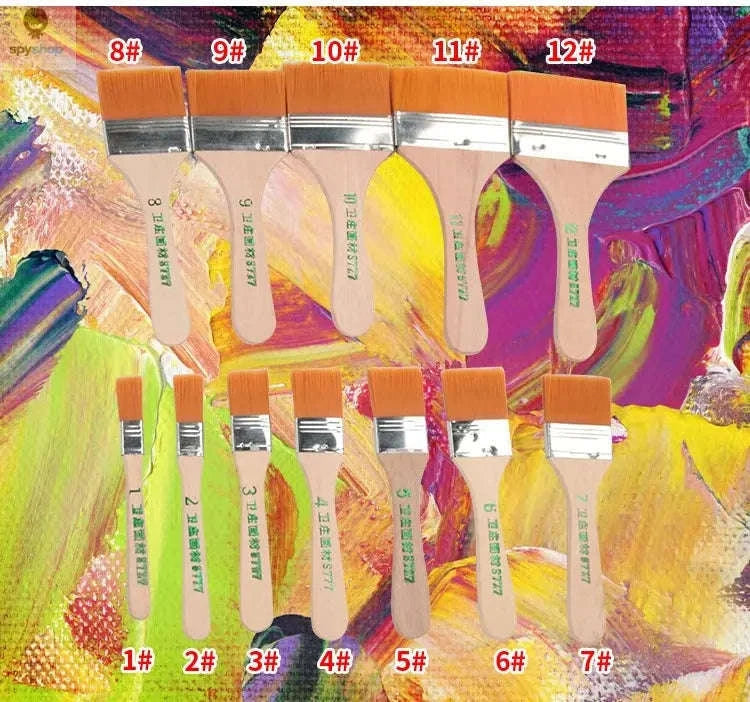 Nylon Paint Brush Set – 12‑Piece Artist Brushes for Acrylics, Oils & Watercolors-12PCS