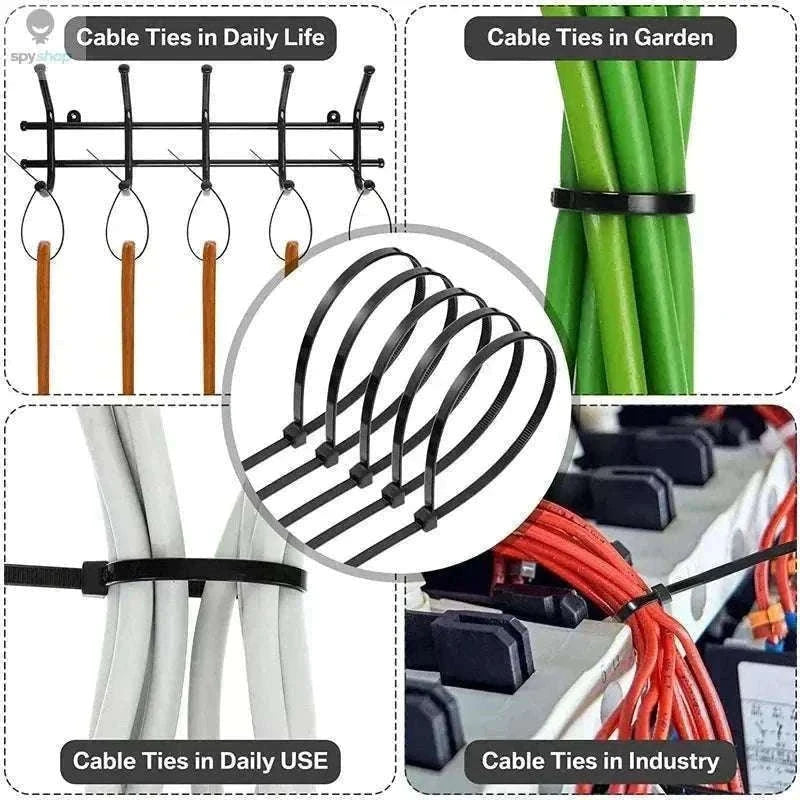 Nylon Self-Locking Cable Ties for Clean, Secure Cable Management-White(4x200mm) / 200pcs