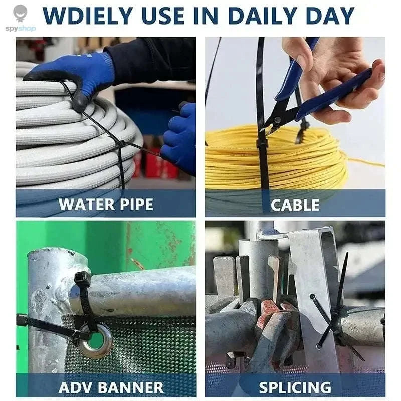 Nylon Self-Locking Cable Ties Pack – Strong, Reliable Cable Management-White(4x200mm) / 200pcs