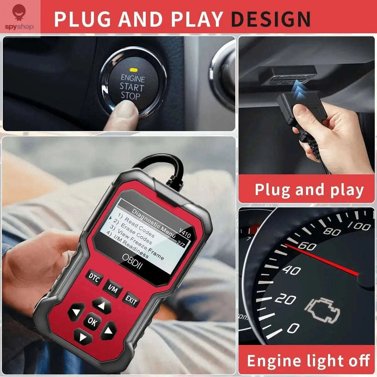 OBD2 Car Diagnostic Code Reader Scanner for Fast Engine Checks-Orange