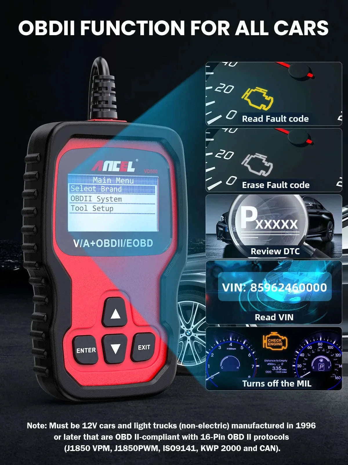 OBD2 Diagnostic Scanner Full System Scan Tool-Red