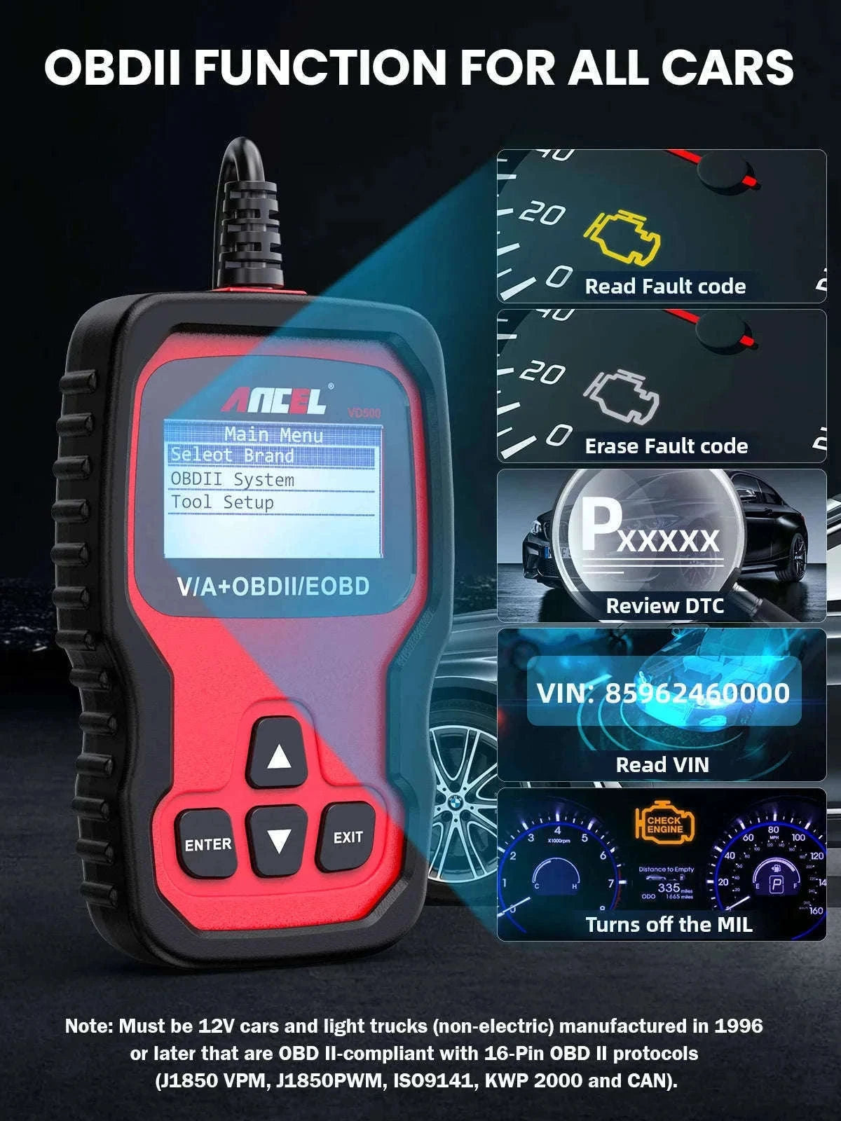 OBD2 Diagnostic Scanner Full System Scan Tool-Red