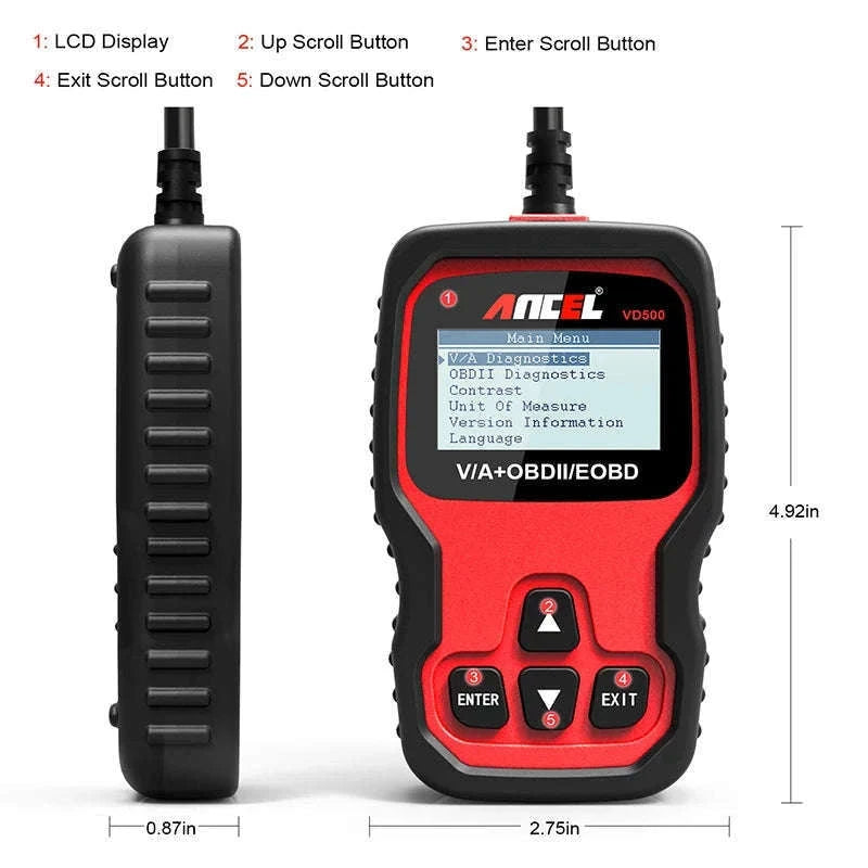 OBD2 Diagnostic Scanner Full System Scan Tool-Red