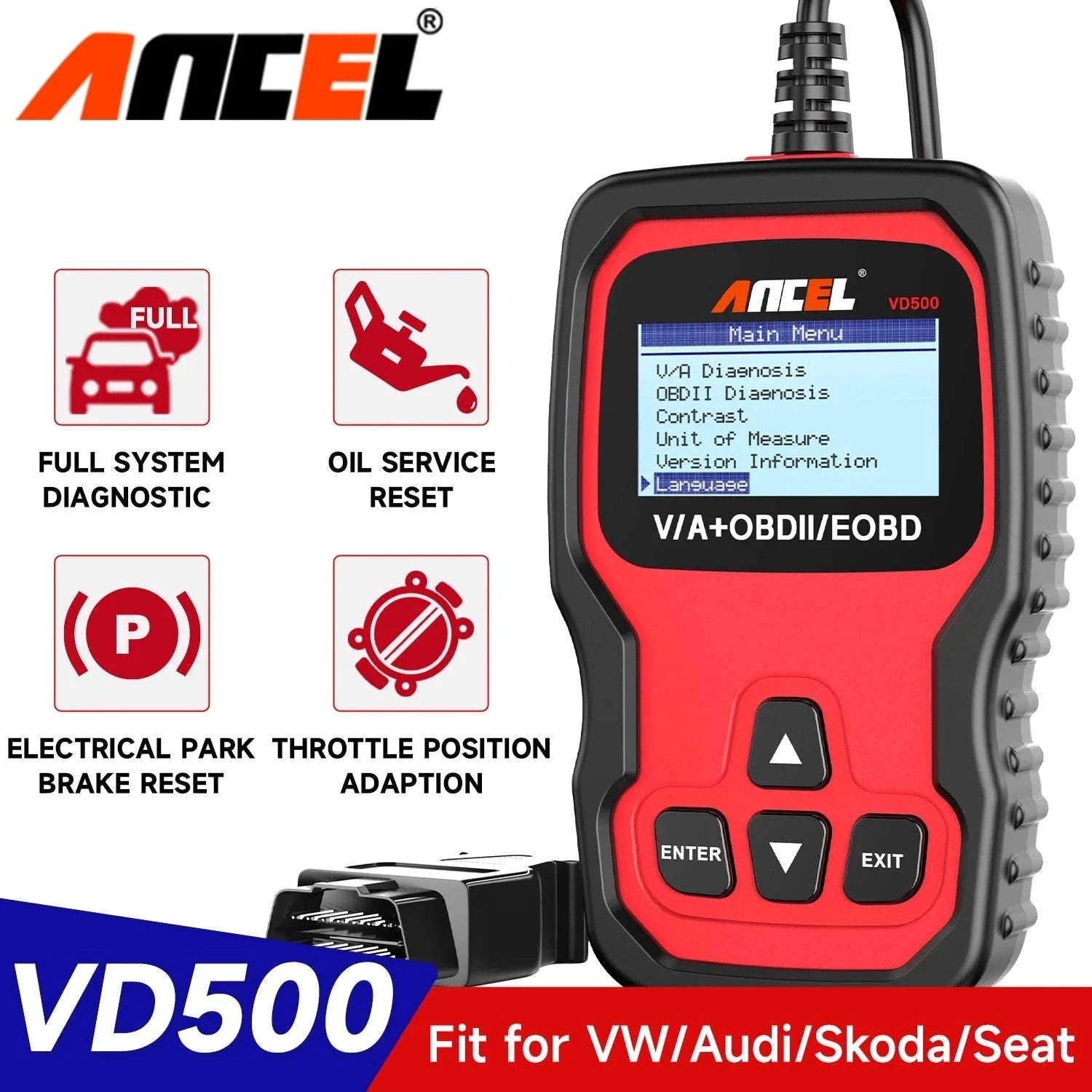 OBD2 Diagnostic Scanner Full System Scan Tool-Red