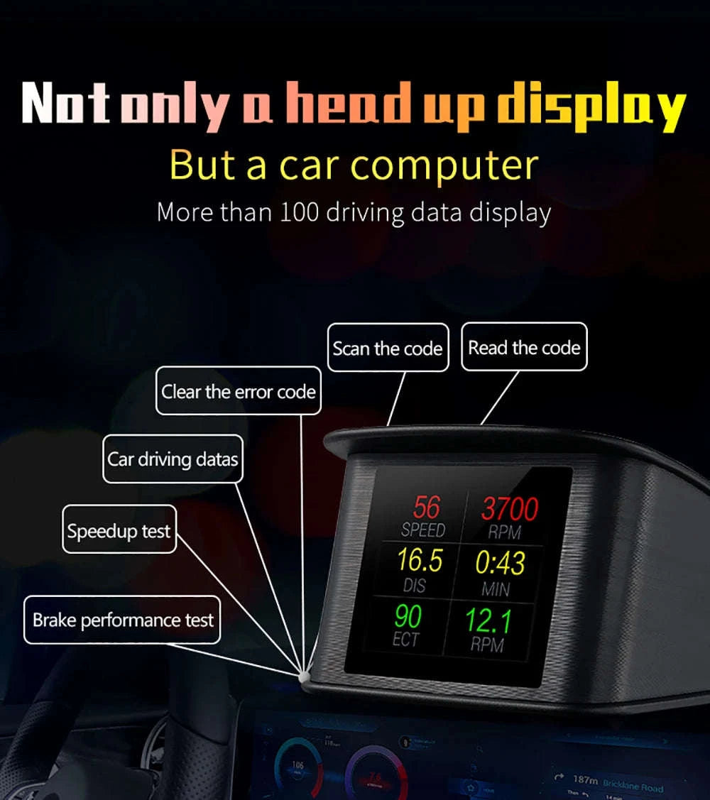OBD2 Head Up Display Digital Speedometer with Overspeed Alarm-Default Title
