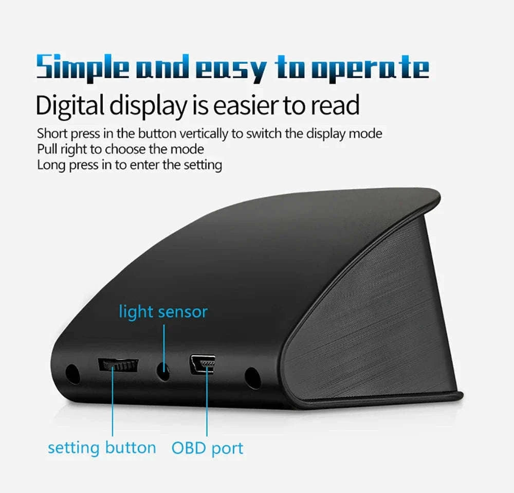 OBD2 Head Up Display Digital Speedometer with Overspeed Alarm-Default Title