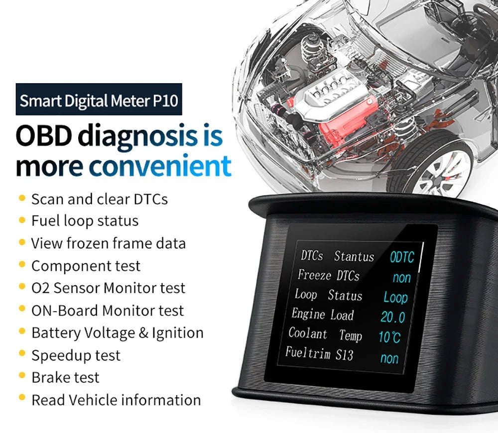 OBD2 Head Up Display Digital Speedometer with Overspeed Alarm-Default Title