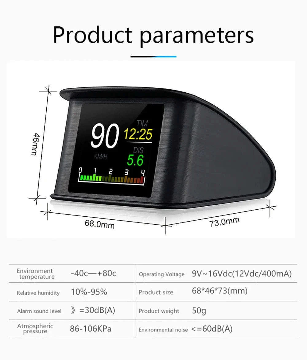 OBD2 Head Up Display Digital Speedometer with Overspeed Alarm-Default Title