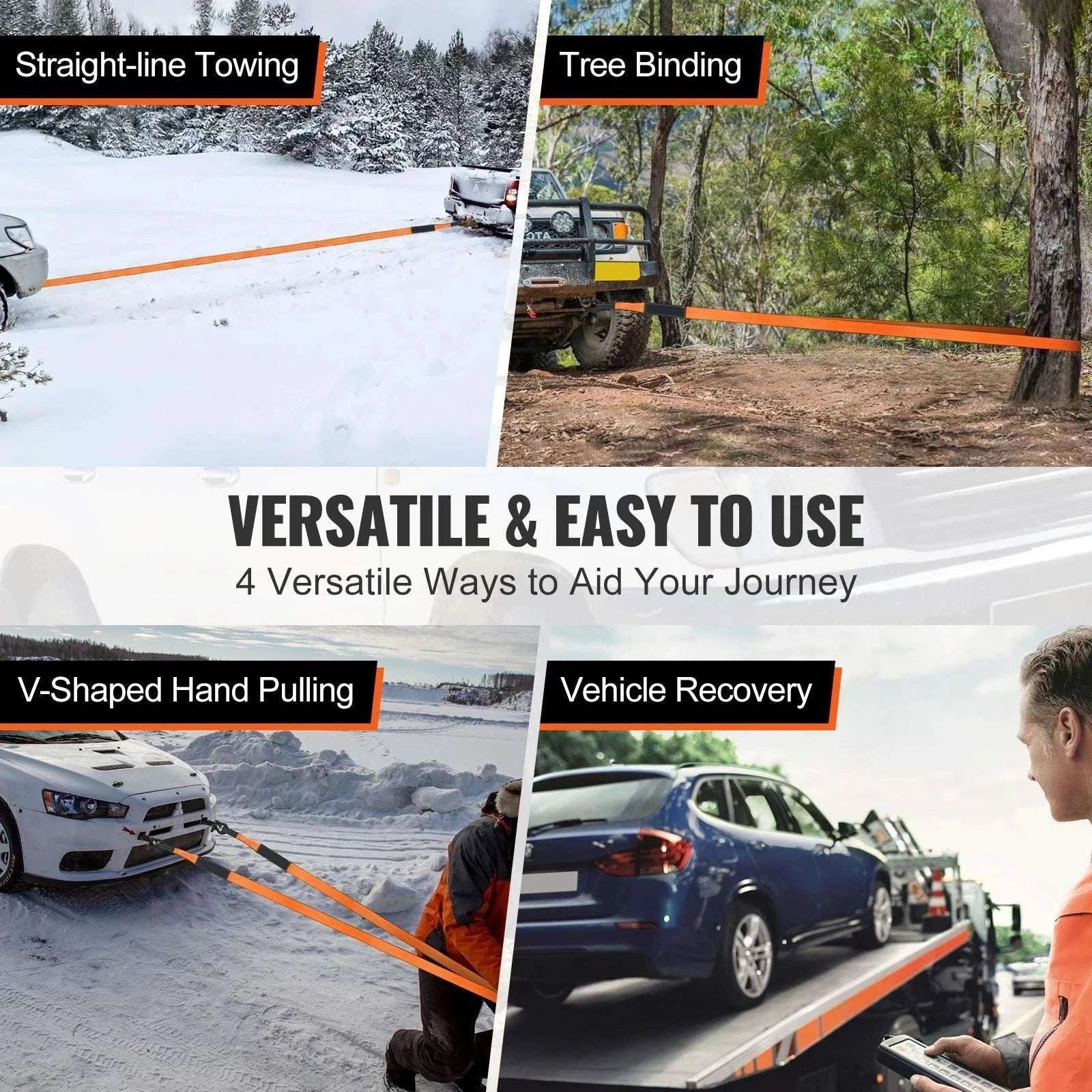 Off-Road Recovery Kit with 30,000 lb Tow Strap & D-Ring Shackles-5-piece set / CZECH REPUBLIC