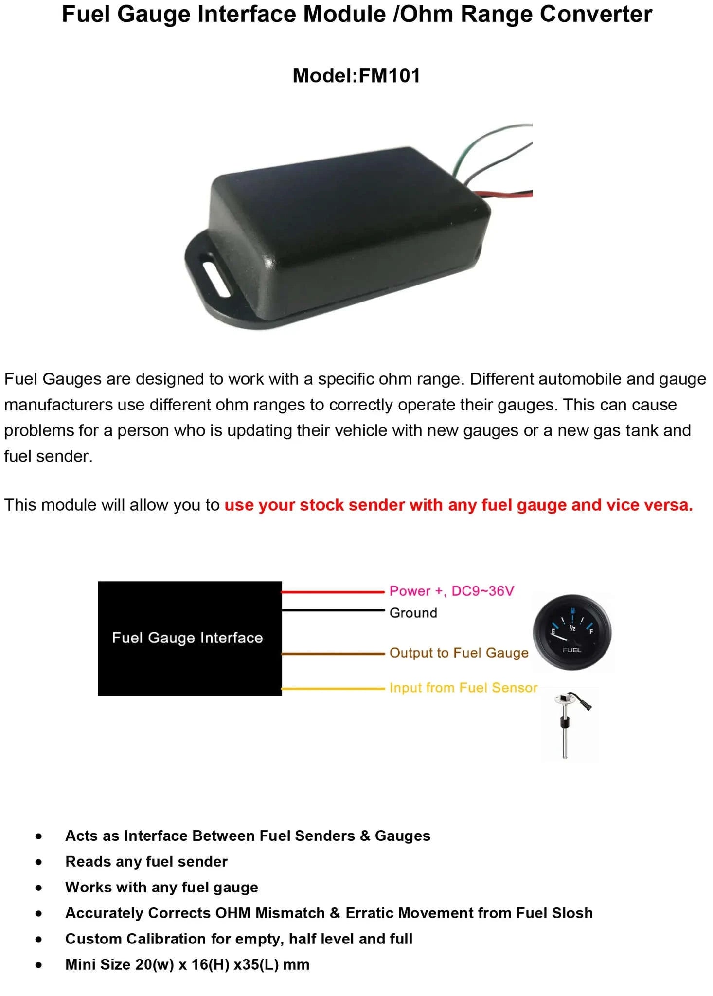 Ohm Range Converter Fuel Gauge Interface Module-Default Title