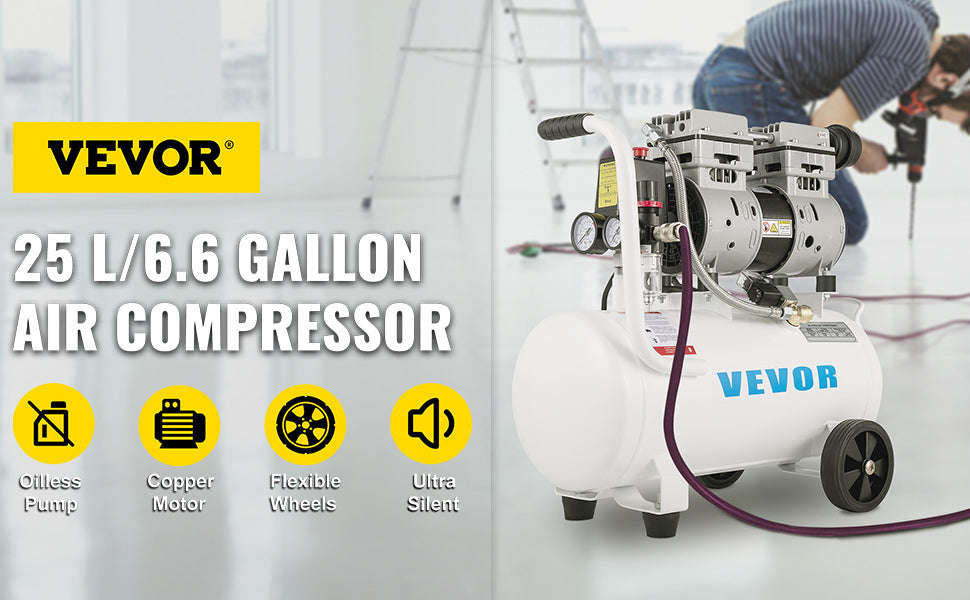 Oil-Free Silent Air Compressor 750W 1HP 25L/60L for Home & Garage-60L 1500W / Poland