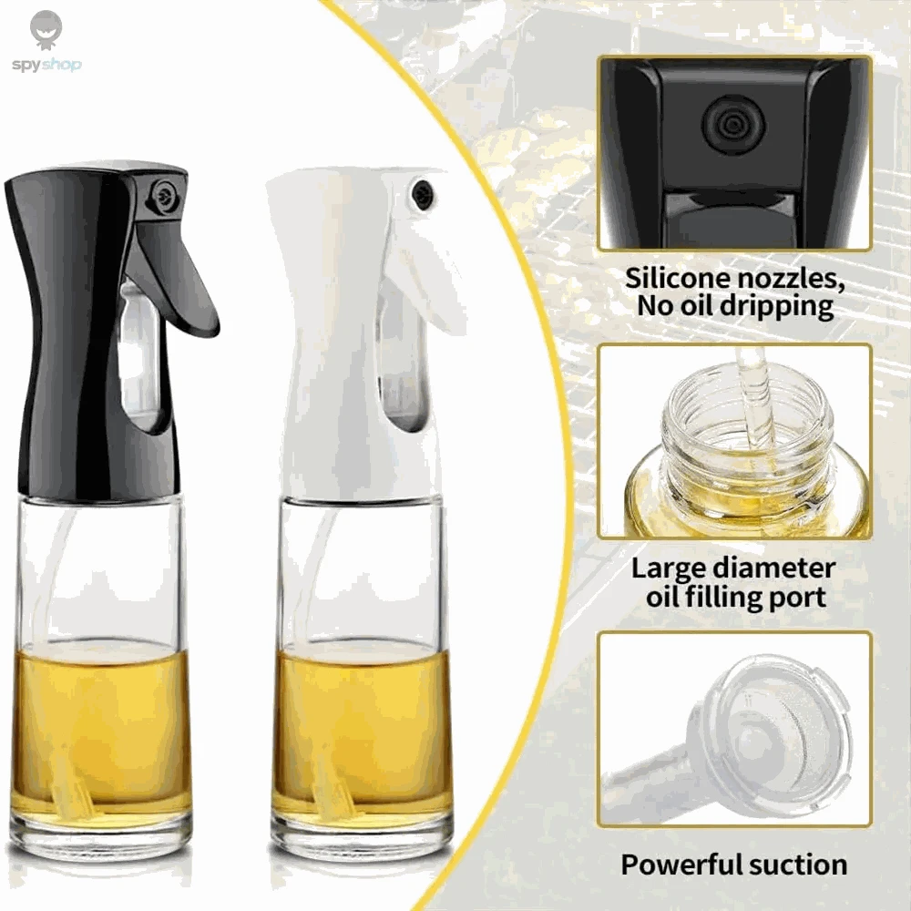 Oil Spray Bottle for Cooking – Precise Mist, Healthy Control, Multi‑Use Design-200 ML Black