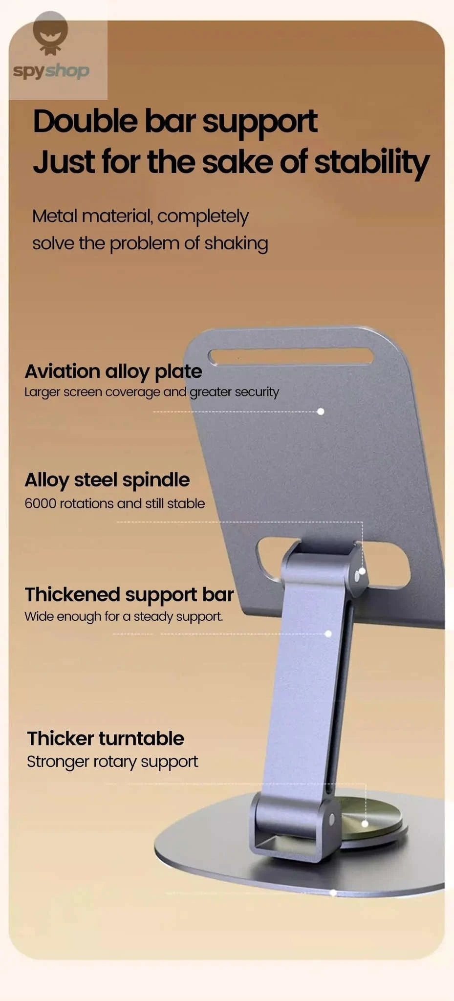 Olaf 360° Rotating Phone Stand – Adjustable Desk Holder for Phones & Tablets-gray