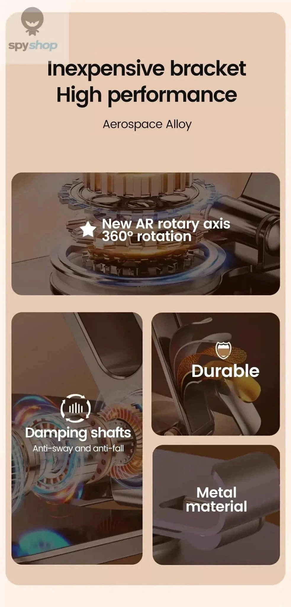 Olaf 360° Rotating Phone Stand – Adjustable Desk Holder for Phones & Tablets-gray