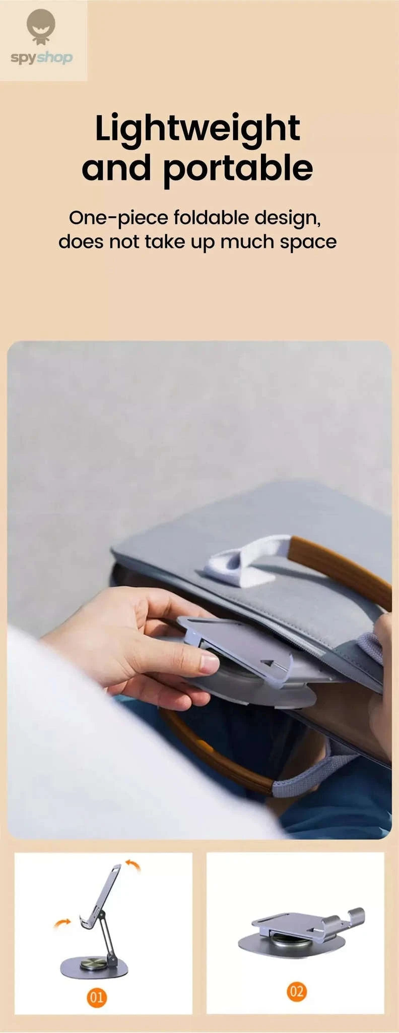 Olaf 360° Rotating Phone Stand – Adjustable Desk Holder for Phones & Tablets-gray