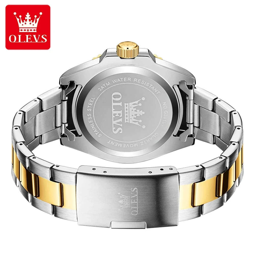 OLEVS Luxury Quartz Men's Diving Watch-Gold Black / United States