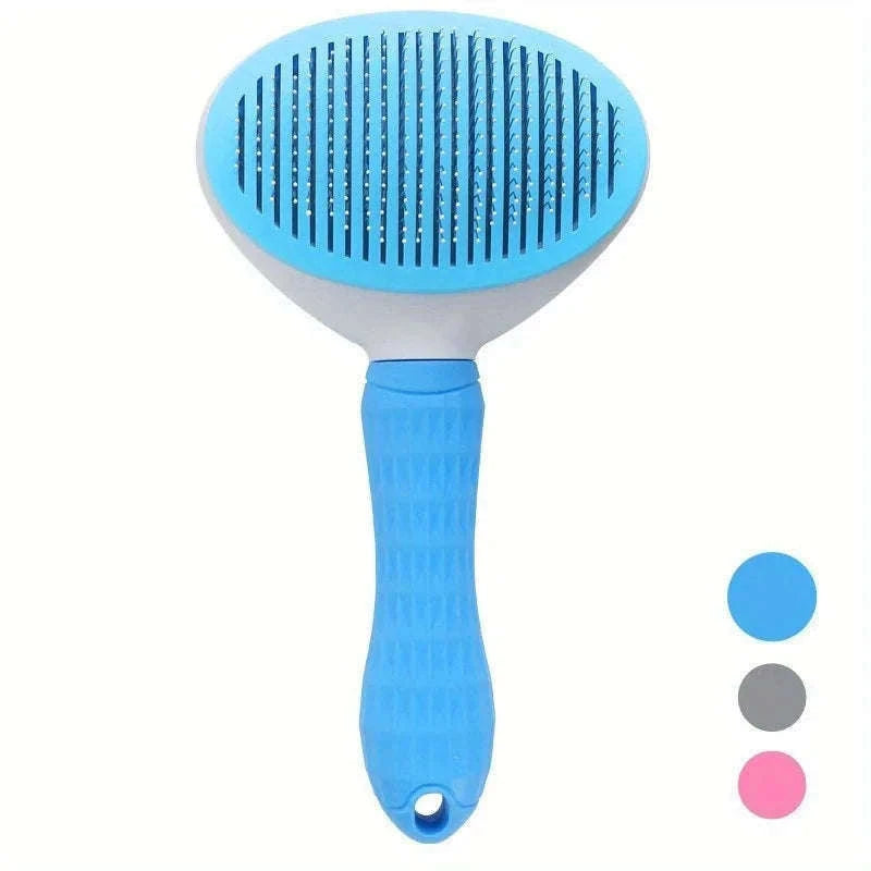 One-Click Pet Hair Removal Comb for Gentle Grooming-Pink / Fine-needle comb