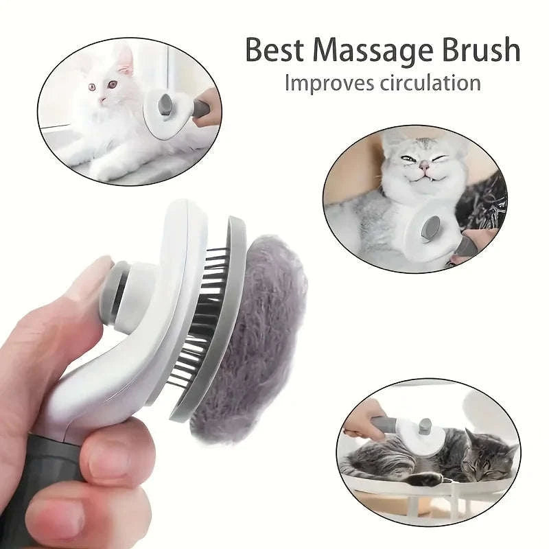 One-Click Pet Hair Removal Comb-Pink / Fine-needle comb